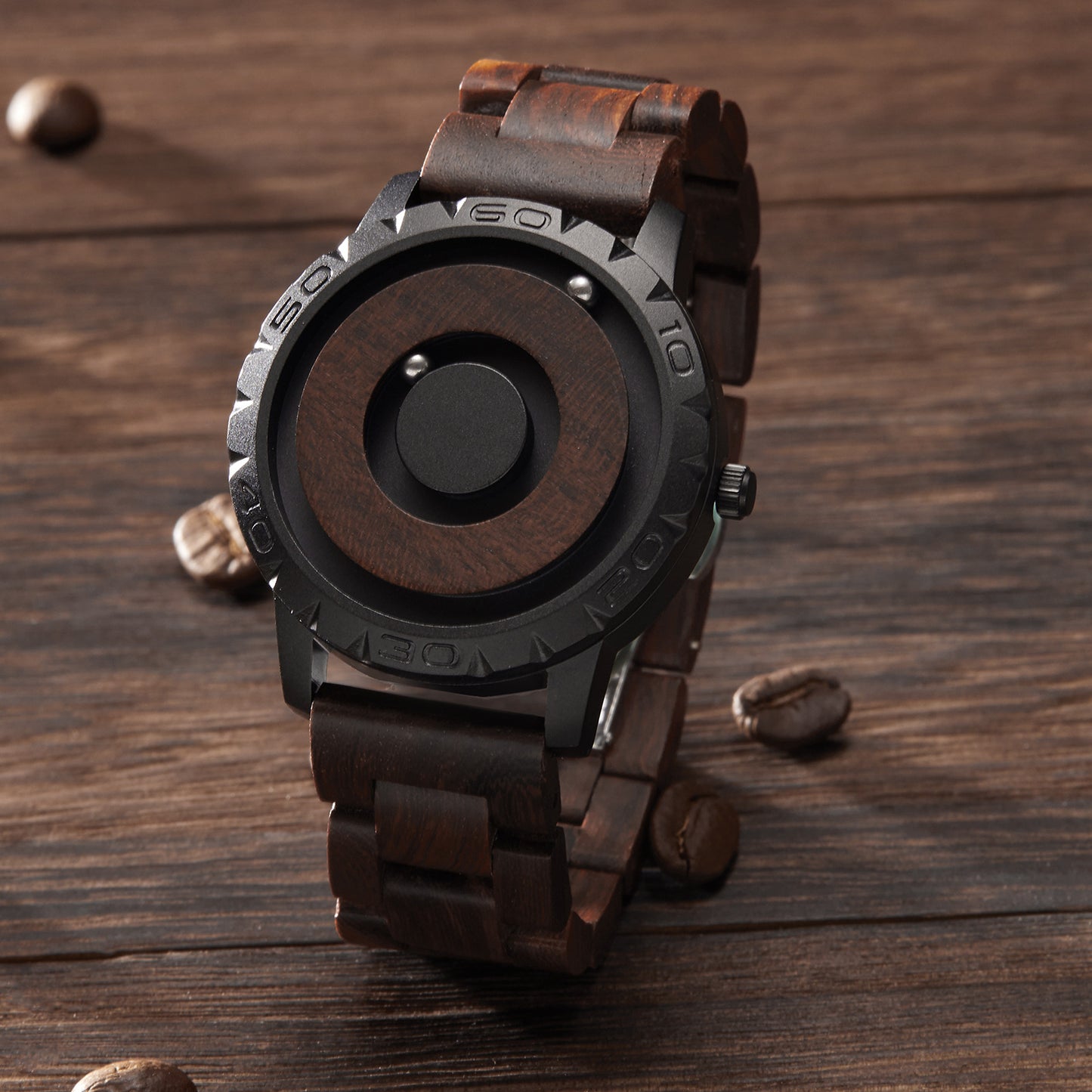 RIVAURA Eclipse Magnetic  Woodwatch - Crafted with Swiss Precision