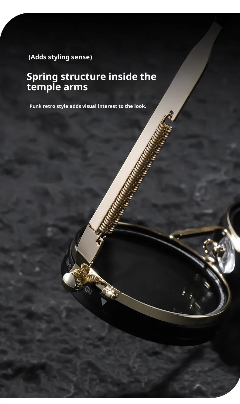 Rivaura™ Manual ND Adjustable Steampunk Sunglasses – 1–9 Gear Rotating Lens • UV Protection